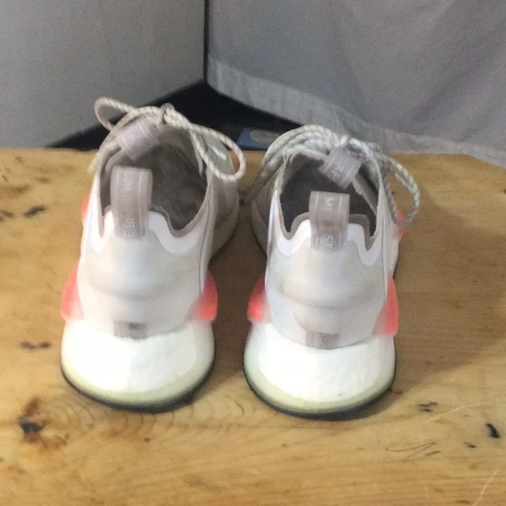 Women’s White Athletic Sneakers with Coral Accents